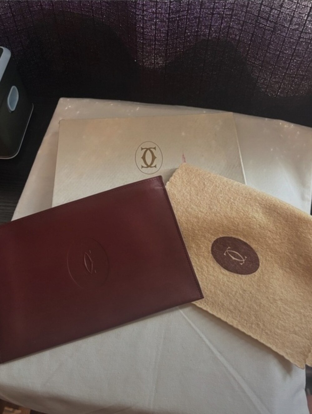 Cartier Burgundy Leather Document Sleeve/EUC/ UNISEX